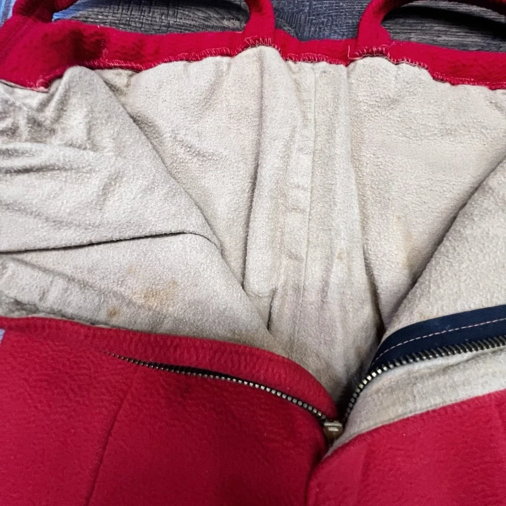 Vintage Suspender Pants Red Wool Leather Stirrups Boys Girls 2-3 Snow Riding 50s